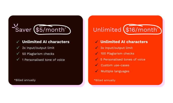 Saver vs Unlimited (bigger)